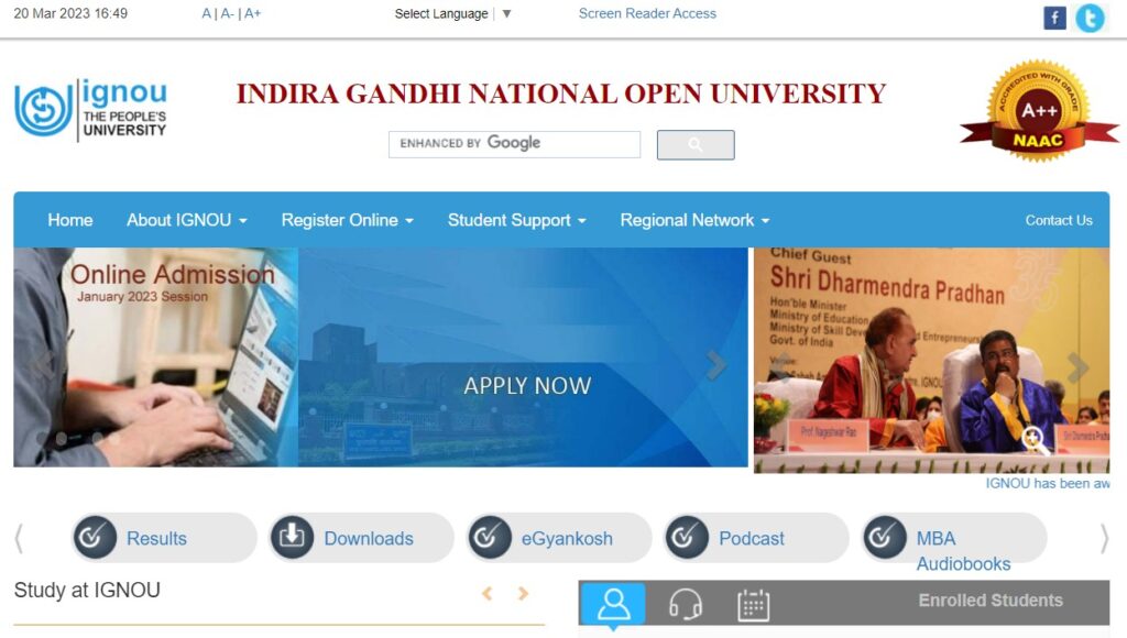 Indira Gandhi National Open University IGNOU All Information