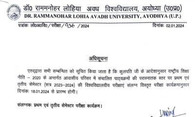 Avadh University ma msc and mba first and third semester exam schedule 2023-24